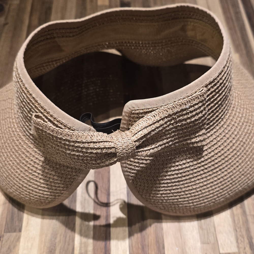 Rachel Zoe Tan Woven Visor with Bow